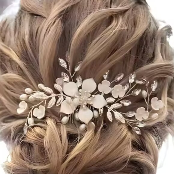 Accessories - Bridal Haircomb with Enamel Flower